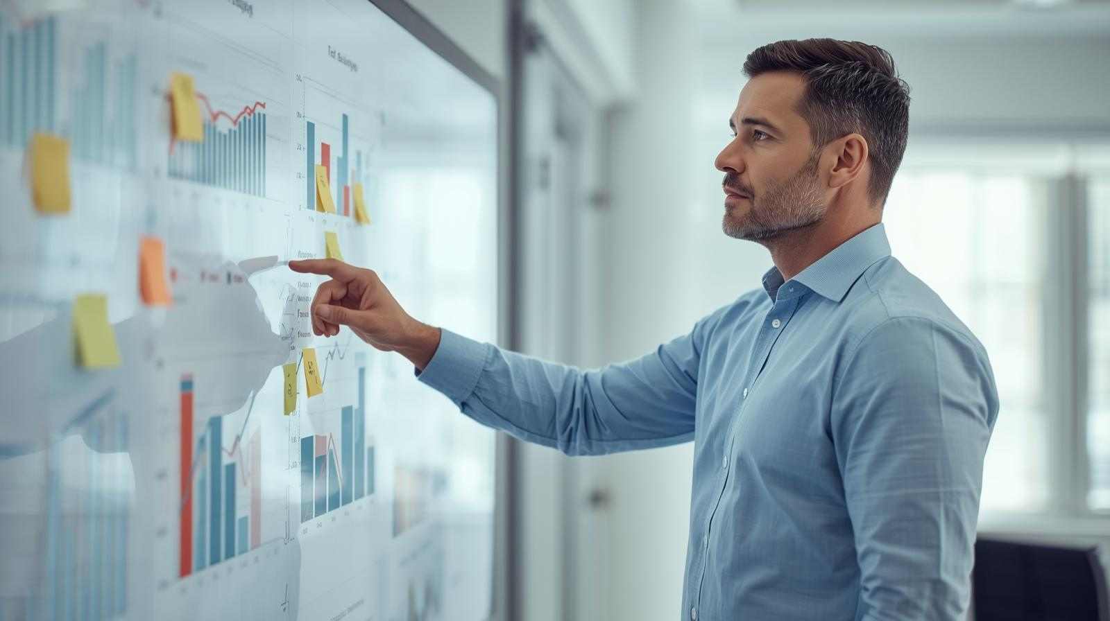 Quelle est la différence entre audit, diagnostic organisationnel ou de performance organisationnelle ? 2 Un homme d'affaires réfléchi devant les résultat de son diagnostic organisationnel