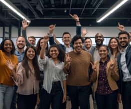 Une équipe enthousiaste en réunion se prépare pour IA {{brizy_dc_image_alt imageSrc=